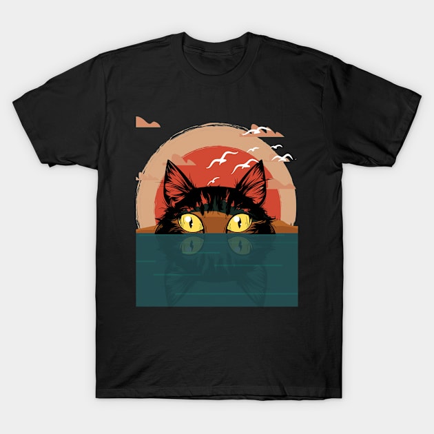 Black cat peeking T-Shirt by Designedbyyou2